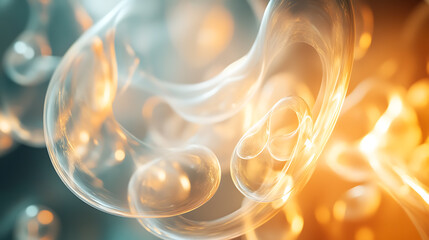 Futuristic Glass and Water Molecular Designs: A Conceptual Exploration of Advanced Skincare and Cosmetic Innovation, Blending Organic Patterns, Bioluminescence, and Minimalist 3D Aesthetics