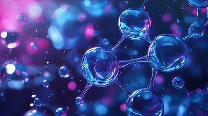 Futuristic Glass and Water Molecular Designs: A Conceptual Exploration of Advanced Skincare and Cosmetic Innovation, Blending Organic Patterns, Bioluminescence, and Minimalist 3D Aesthetics
