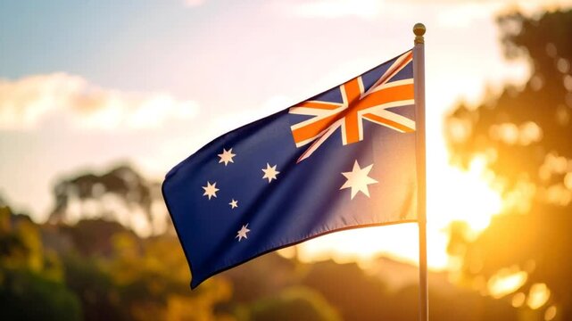 Australian flag waving outdoor sun