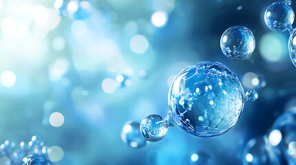Futuristic Glass and Water Molecular Designs: A Conceptual Exploration of Advanced Skincare and Cosmetic Innovation, Blending Organic Patterns, Bioluminescence, and Minimalist 3D Aesthetics