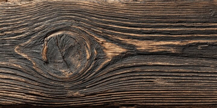 Dark, aged wooden plank with knot