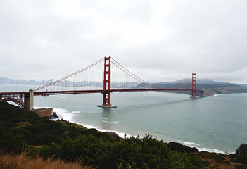 Naklejka premium Golden Gate Bridge San Francisco, earthquakes today