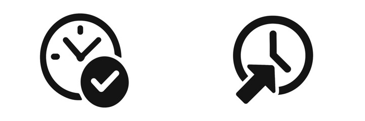 Clock icons indicating time management and scheduling concepts in a minimalistic style