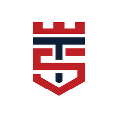 Obraz premium Letter TS shield logo Concept