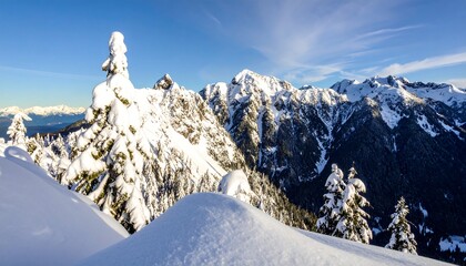 Snowy mountain peaks under a clear sky (2)