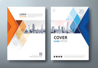 Fototapeta na wymiar Blue and orange annual report, flyer template, leaflet presentation, book cover templates, layout in A4 size