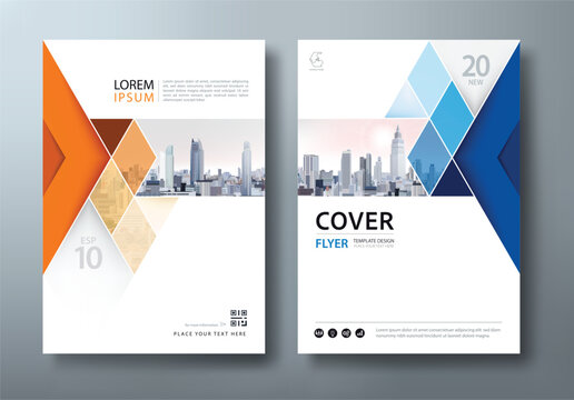Blue and orange annual report, flyer template, leaflet presentation, book cover templates, layout in A4 size