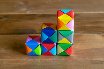 Colorful step-up image, 3 steps,  handmade origami