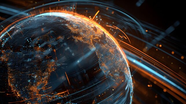Digital Globe with Bright Connections Representing Global Technology