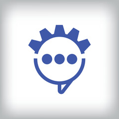 A unique speech bubble setting logo design. It features a simple design style and is suitable for businesses.