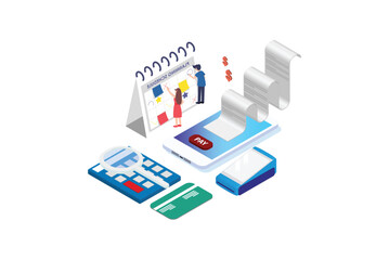 Modern Isometric Bills online payment flat isometric vector concept of mobile payment Suitable for Diagrams, Infographics, Game Asset, And Other Graphic Related Assets