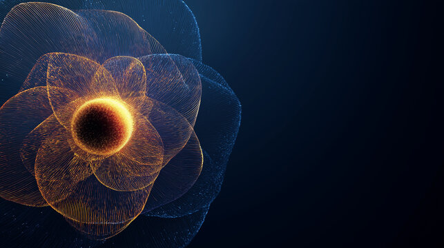 Abstract Futuristic Digital Background with Glowing Atom and Quantum Particle Energy.