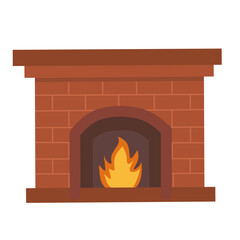 Fototapeta premium Cozy Fireplace Illustration – Warm Home Interior with Fire