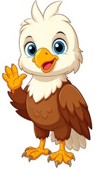 Naklejka premium Cute baby eagle waving hello