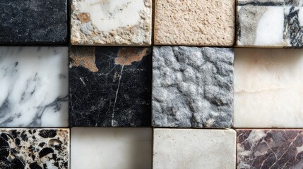 Variety of stone tiles in squares