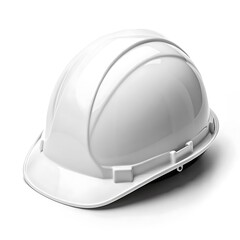 Fototapeta premium A studio shot of a clean white hard hat resting on a white surface with a soft shadow behind it