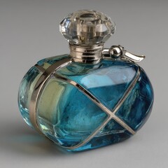 Ornate blue perfume bottle