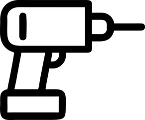 Simple Black and White Drill Icon for Construction, DIY, Repair, and Building Projects