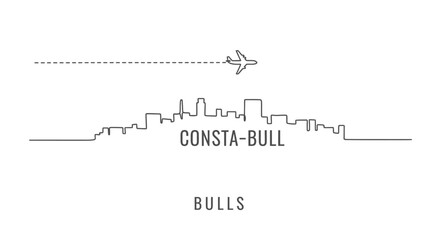 City Skyline Airplane Minimal Vector Design.
