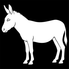 Black silhouette of a donkey, flat design.
