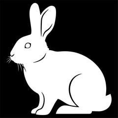 Black silhouette of a rabbit, flat vector style.
