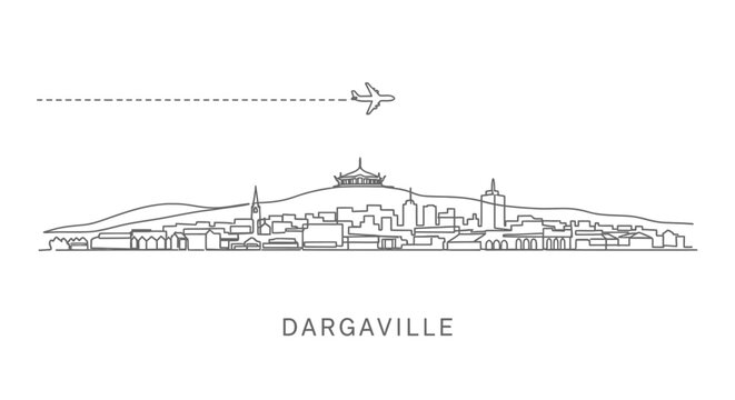 Dargaville New Zealand Skyline with Airplane Travel Tourism.