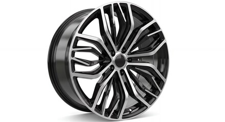 Sleek modern alloy wheel showcases dynamic design for automotive customization and performance upgrades