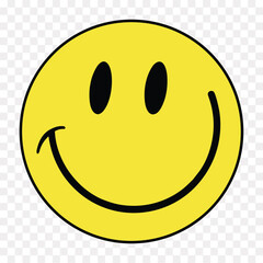 Print Classic yellow smiley face icon with black features