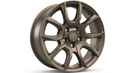 Obraz premium Bronze alloy wheel rim isolated on white background, perfect for automotive design projects