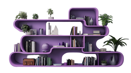  Vibrant Geometric Shelving System for Stylish Home or Office Storage isolated on a transparent background.