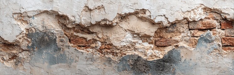 Fototapeta premium Aged wall with crumbling plaster and brick