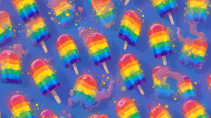 LGBTQIA+ Pride Asexual Pride Flag Pattern, high quality seamless popsicle pattern in the ace pride flag colors, simple repeating design suitable for both print and digital projects, 3600x3600 px