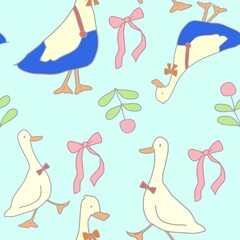 Goose coquette seamless pattern