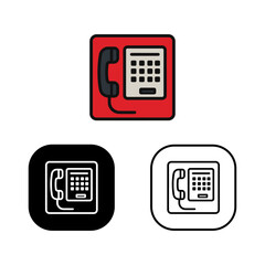 Public Telephone Icon in Color, Solid, and Outline Style