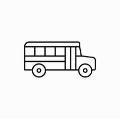 School Bus Line Icon – Minimal Vector of Student Transportation