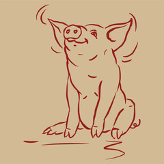 abstract of piglet vector for illustration card decoration