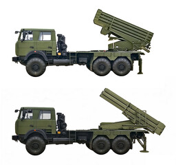A collection of concepts of MLRS based on a 6x6 truck (top: Tornado-G, bottom: 9P140MB Uragan-M). Individual images, in full size, can be found in the portfolio or by name in the site search