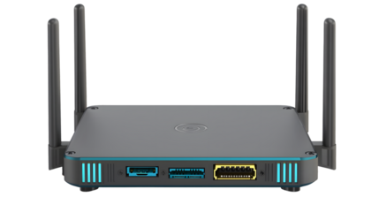  Wireless internet router with multiple antennas providing high speed connectivity isolated on a transparent background