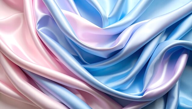 Smooth, flowing silk fabrics in pastel pinks and blues