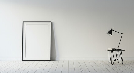 Minimalist Interior with Picture Frame Mockup
