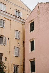 Architectural Detail of Colorful Buildings