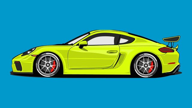 Animation Sport Car Driving Greenscreen, Sedan Car graphics Motion video footage