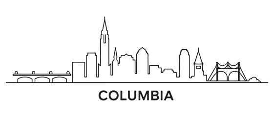 Obraz premium Columbia Line Art skyline silhouette. Landscape Columbia, South Carolina. Vector illustration. with white background