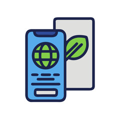 Eco-Friendly Mobile App Design Concept with Globe and Leaf Elements Illustration