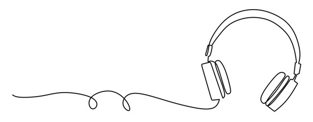continuous line art of a headset with a transparent background. vector illustration