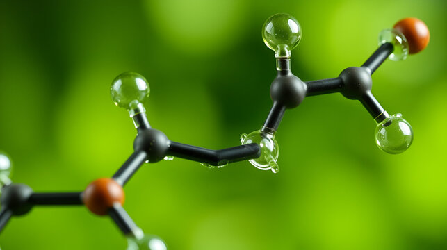 Close up of salicylic acid molecule on green background