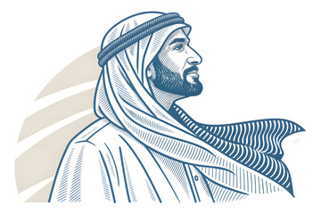 Obraz premium Sheikh zayed bin sultan al nahyan in detailed line art on transparent background