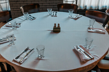 Restaurant Table Setting Before Dinner