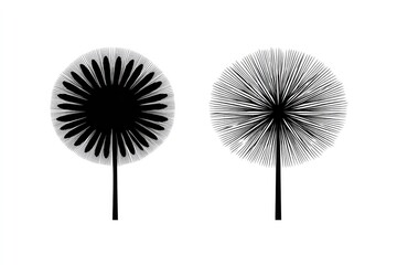 Two stylized dandelion silhouettes against a white background.