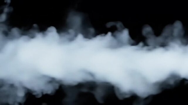 Fog wall moving horizontally across the frame, fully in frame, seamless wipe transition effect, cinematic atmosphere, smooth continuous edges, usable for VFX.
